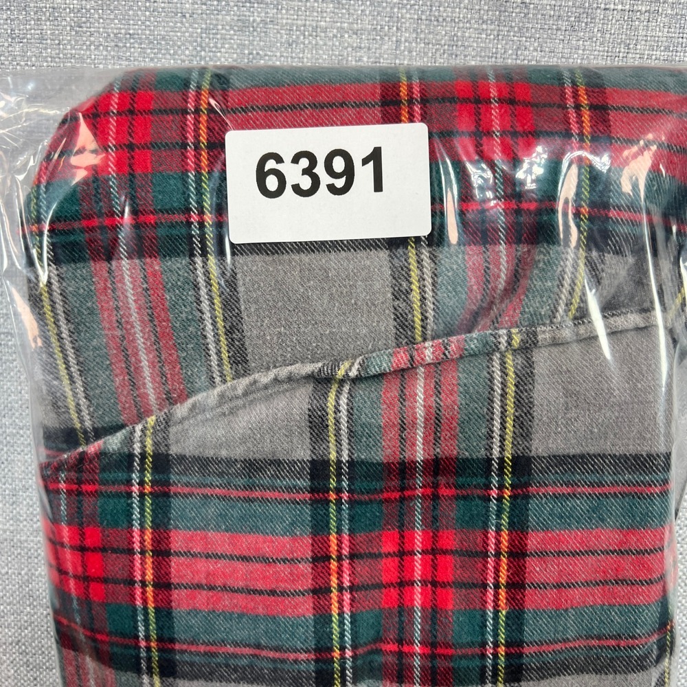 VTG 90s‎ Lands End Plaid Flannel Shirt Men Large Tall Gray Red Cotton Hong Kong - Picture 9 of 9